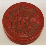 Chinese cinnabar lacquer box 13cm diameter approx.