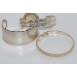 Silver hinged bangle with two other cuffs marked 925