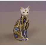 Royal Crown Derby "Siamese Blue Point Cat" paperweight, with gold button seal to base,13 cm high