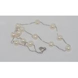 Italian silver chain and pearl necklace size: approx 45cm length