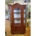 French style dome top display cabinet with curved glass sides, 115cm wide, 189cm high