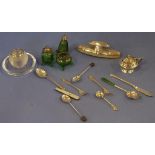 Quantity of sterling silver flat ware including coffee spoons, a sterling silver nail buff,