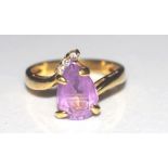 18ct yellow gold, amethyst and 3 diamond ring weight: approx 3.5 grams, size: M/6, valuation copy