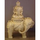 Chinese ceramic Kwan Yin riding an elephant figure reign marks to back, H42cm approx