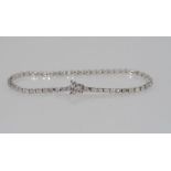 18ct white gold and diamond bracelet comprising 52 diamonds = 1.29cts H/ Si 1, weight: approx 8.51