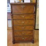 Antique Swedish biedermeier secretaire chest with fall front writing surface opening to a fitted