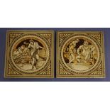 Two Victorian Minton tiles from the John Moyr Smith Shakespeare series, 15.3cm x 15.3cm (each)
