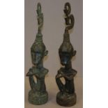 Pair of Timorese bronzed guardian monkey figures H36cm approx