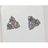 18ct white gold diamond triangular shape earrings six diamonds = 0.50cts, H/Si 1