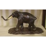 Good Japanese bronze elephant figure on timber stand, 33cm wide, 18cm high approx