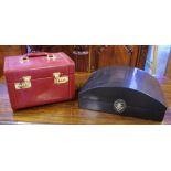 Vintage ladies traveling vanity case with fitted interior, together with a Chinese black lacquer