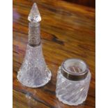 Sterling silver and cut crystal perfume bottle hallmarked Birmingham 1910, together with sterling