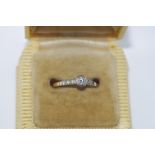 Vintage 18ct yellow gold ring with diamonds (late 50s design), missing 2 shoulder diamonds,