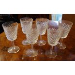 Six Waterford crystal "Alana" red wine glasses