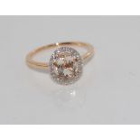 18ct rose gold, morganite and diamond ring oval morganite = 1.13ct, diamonds = 19pts, weight: approx