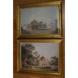 Pair of Indian colonial style prints depicting temple scenes, 57cm x 75cm (frames)