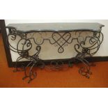 Large forged iron & marble console table 164cm wide, 53cm deep, 88cm high