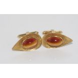 Gold cufflinks marked 15K weight: approx 9.6 grams