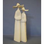 Lladro two nun figurine #4611 H33cm approx