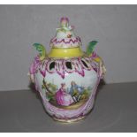 Early 19th century KPM Berlin lidded pot pouri hand painted decoration of figures to both sides