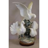 Large Lladro three Doves on a branch figurine no:1335, H53cm approx (as inspected)