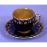 Miniature Coalport cobalt blue & gilt cup & saucer