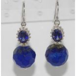 Lapis lazuli earrings on 9ct white gold hooks with blue stone