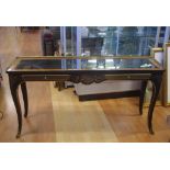 Van Treight Louis style hall table with clear glass top and 2 drawers, 138cm wide, 41cm deep, 69cm