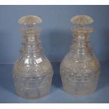 Pair of late Georgian decanters with mushroom stoppers.