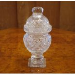 Good Georgian cut glass lidded urn 22cm high