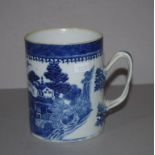 Chinese export blue & white porcelain tankard early 19th century, with traditional decoration,