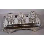 William IV sterling silver standish base hallmarked London 1831, 496g (base) approx., other