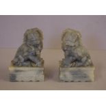 Pair of Chinese soapstone temple lions 15cm high