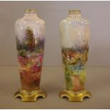 Pair of antique hand painted Royal Doulton vases signed J.H.Plant, (John Hugh Plant circa 1902-1917)