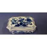 Meissen porcelain matchbox with blue & white decoration,