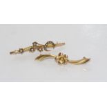 Two antique 9ct gold floral bar brooches weight: approx 3.34 grams