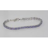 Sterling silver and tanzanite tennis bracelet