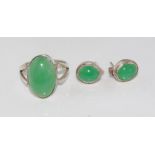 Silver and Aust. chrysoprase ring and earrings set ring size: N/6-7