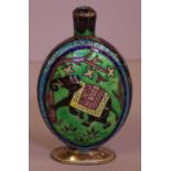 Indian silver and enamel elephant flask H10cm approx (slight enamel loss below elephant foot on