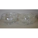 Two vintage cut crystal bowls 25cm diameter (largest) approx.