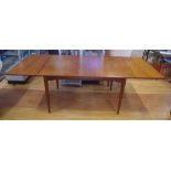 1960s Parker teak extension table 218cm long (including 2 drawer leafs 43cm each), 91cm wide, 73cm