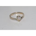 Sterling silver and heart shaped opal ring size: L-M/6