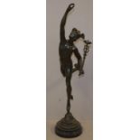 Vintage bronzed metal figure of Mercury H72cm approx