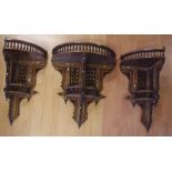 Antique style 3 part wall shelf 58cm high approx