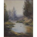 Suzanne Sommer "Early Morning River" oil on board, signed lower right, 50.5cm x 40.5cm