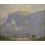 Les Graham (1942-) "Morning Walk Glen Davis" oil on canvas panel, signed lower right, 50cm x 60cm