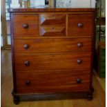 Victorian cedar and mahogany chest of drawers with 7 drawers, 122cm wide, 49cm deep, 140cm high