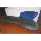 Poltromec (Italy) chaise longue with suede micro fibre and leather upholstery, 177cm long, 80cm high