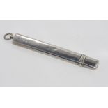 Edwardian hallmarked sterling silver pencil case with ring allowing attachment to chain or