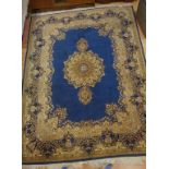 Large Middle Eastern wool rug with blue and tan tones, 385cm x 285cm approx